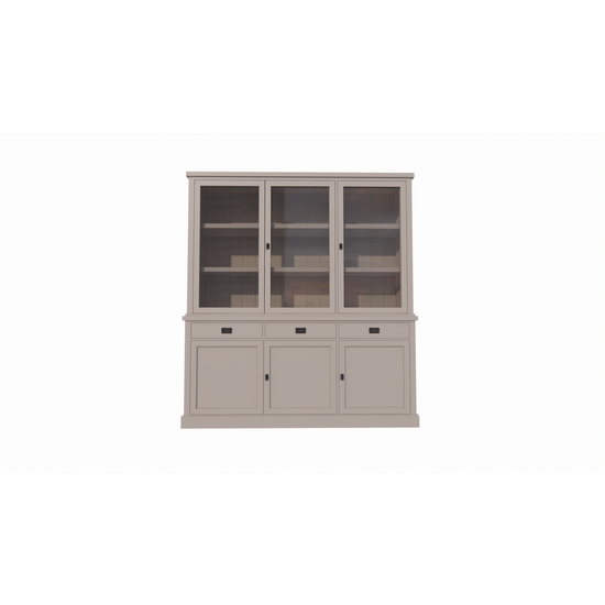 123kast  Buffetkast Tarente 04 -200x45x220H - 3 vitrinedeuren - 3 soft close lades - 3 dichte deuren