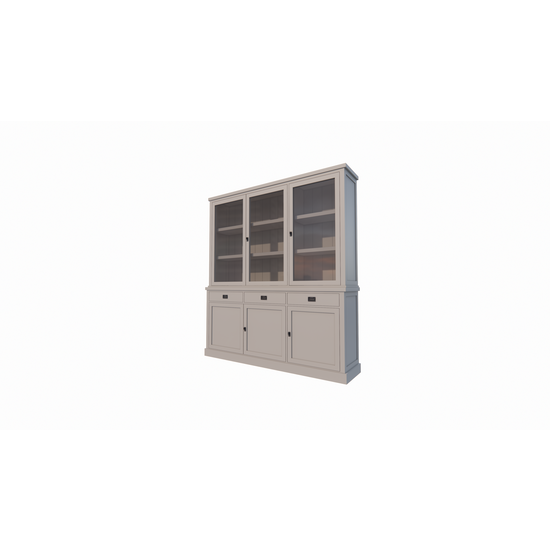 123kast  Buffetkast Tarente 04 -200x45x220H - 3 vitrinedeuren - 3 soft close lades - 3 dichte deuren