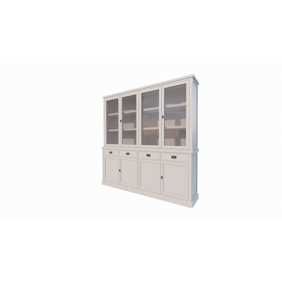 123kast  Buffetkast Tarente 05 - 220x45x220H - 4 vitrinedeuren - 4 soft close lades - 4 dichte deuren