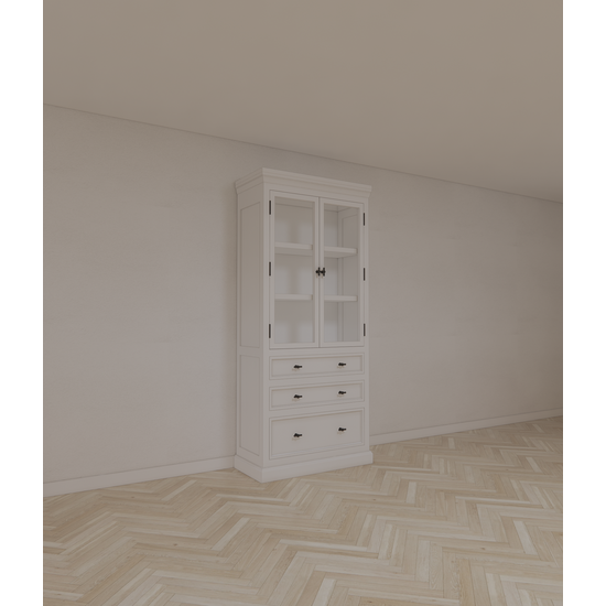 123kast  Buffetkast Alaska - 100x48x225H cm -  zwarte greepjes - 3 soft close lades