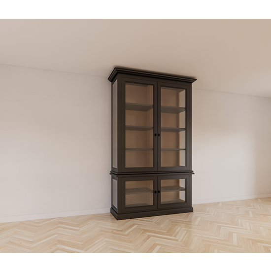 123kast  Vitrinekast Idaho - 150x50x260H cm - glazen zijkanten - eiken achterwand