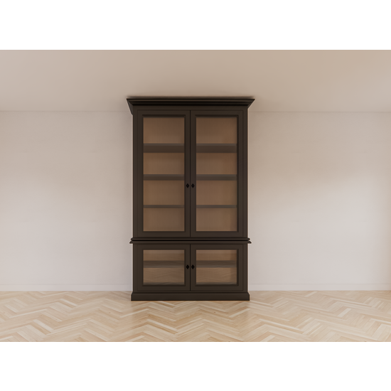 123kast  Vitrinekast Idaho - 150x50x260H cm - glazen zijkanten - eiken achterwand