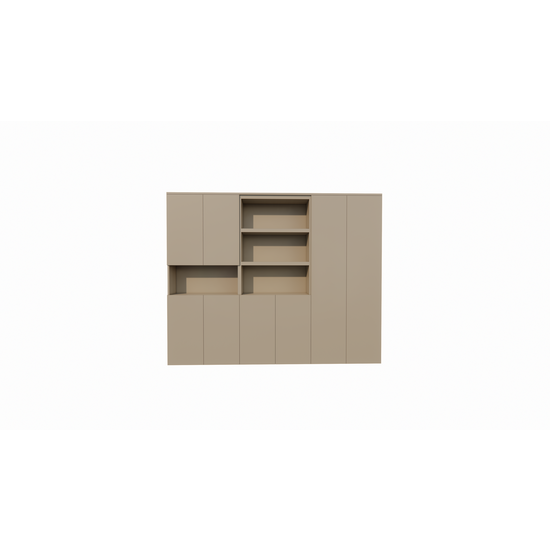 123kast  Vakkenkast Huete - 300x40x240H cm - push to open deuren - 4 open vakken