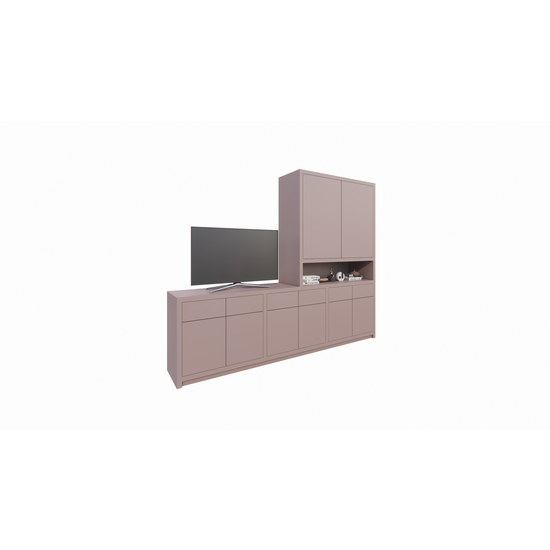 123kast  Tv dressoir/dressoir Nikiti - 297x50x240H cm - 5cm plank dikte - strak design- push to open deuren