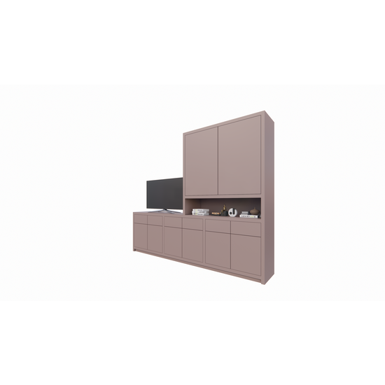 123kast  Tv dressoir/dressoir Nikiti - 297x50x240H cm - 5cm plank dikte - strak design- push to open deuren