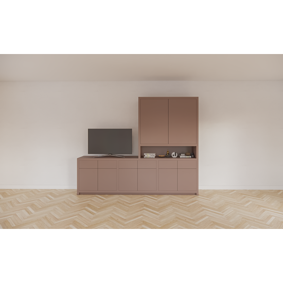 123kast  Tv dressoir/dressoir Nikiti - 297x50x240H cm - 5cm plank dikte - strak design- push to open deuren