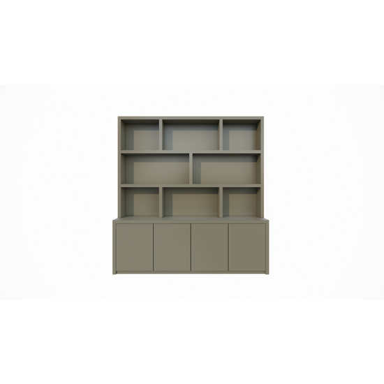 123kast  Vakkenkast Corsica - 230x40/20x240H cm - push to open deurtjes - ondiepe bovenkast - 5cm plank dikte