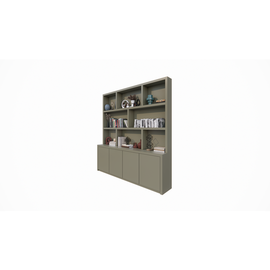 123kast  Vakkenkast Corsica - 230x40/20x240H cm - push to open deurtjes - ondiepe bovenkast - 5cm plank dikte