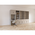 123kast  Bureau buffetkast Kansas - 340x50x220H cm - met stalen deuren - bureau vak met uitschuif plank - open boekenkast gedeelte