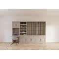 123kast  Bureau buffetkast Kansas - 340x50x220H cm - met stalen deuren - bureau vak met uitschuif plank - open boekenkast gedeelte