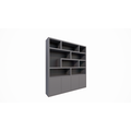 123kast  Vakkenkast Yukon - 227x50x240H cm - 5cm plank dikte - strak design - open vakken - push to open deuren