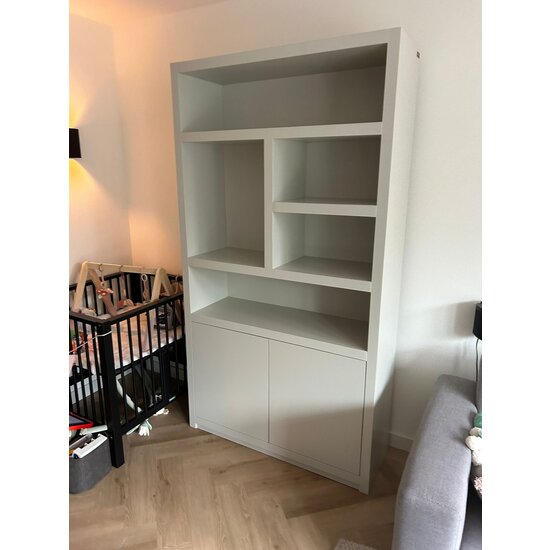 123kast  Vakkenkast San Diego - 120x40x220H cm - 2 push to open deuren - open vakken - greeploze deuren - 5cm plank dikte