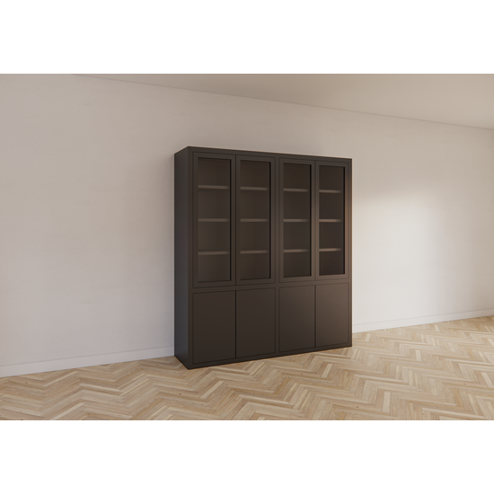 123kast  Vitrinekast Bayonne - 200x50x220H cm - push to open deuren