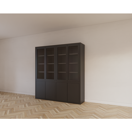 123kast  Vitrinekast Bayonne - 200x50x220H cm - push to open deuren