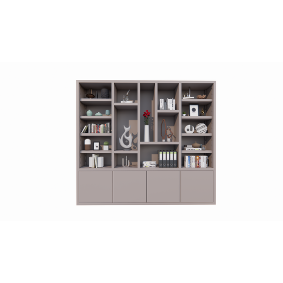 123kast  Vakkenkast Bellac 02 - 280x40x250H cm - push to open deuren - open vakken - strakke afwerking