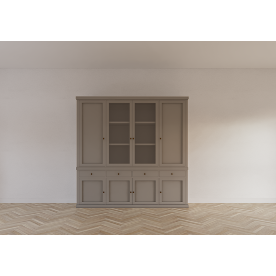 123kast  Buffetkast Gramat - 220x46x220Hcm - scharnierdeuren - 2 glazen deuren - soft close lades