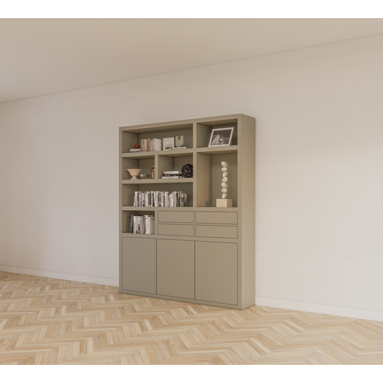 123kast  Vakkenkast Avola - 180x35x220H cm - push to open deuren - 4 push to open lades