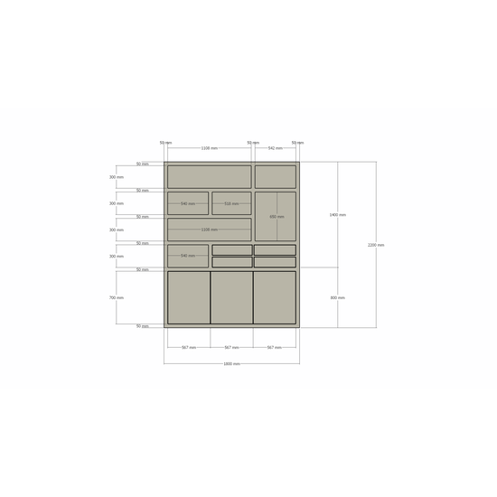 123kast  Vakkenkast Avola - 180x35x220H cm - push to open deuren - 4 push to open lades