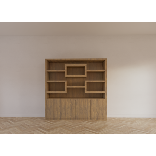 123kast  Vakkenkast Oregon - 200x50x200H cm - eiken uitvoering - push to open deuren - strakke afwerking