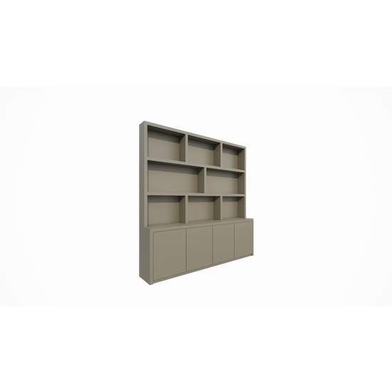 123kast  Vakkenkast Corsica - 240x20/40x240H cm - push to open deurtjes - open vakken 5cm plank dikte