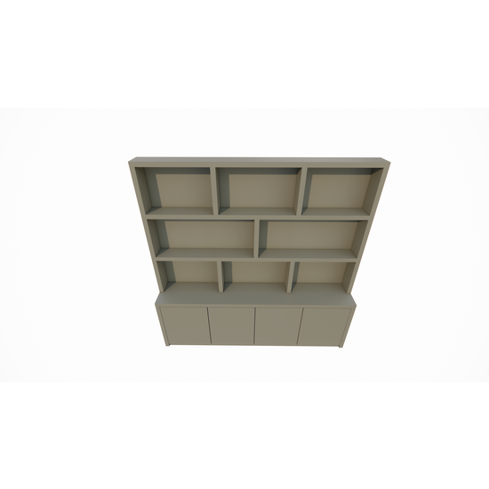 123kast  Vakkenkast Corsica - 240x20/40x240H cm - push to open deurtjes - open vakken 5cm plank dikte