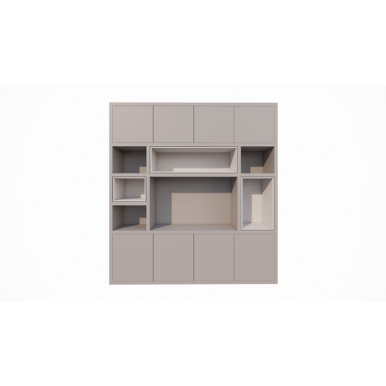 123kast  Tv vakkenkast Chard - 250x45x270H cm - vak in vak vakken - push to open deuren - strakke afwerking