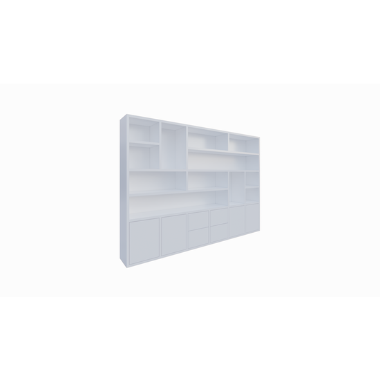 123kast  Vakkenkast Helston - 328x40x234H cm - 4 push to open deurtjes - 4 push to open lades - strakke afwerking