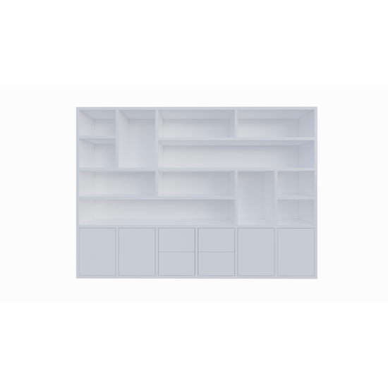 123kast  Vakkenkast Helston - 328x40x234H cm - 4 push to open deurtjes - 4 push to open lades - strakke afwerking