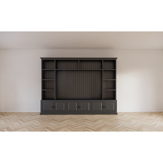 123kast  Tv boekenkast Calgary - 330x35/45x245H cm - open vakken - scharnier deurtjes