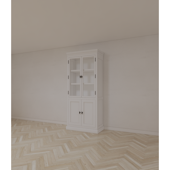 123kast  Buffetkast Alaska 02 - 100x48x225H cm  - zwarte greepjes -  dichte deuren - 2 glazen deuren