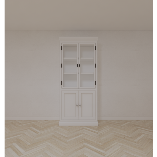 123kast  Buffetkast Alaska 02 - 100x48x225H cm  - zwarte greepjes -  dichte deuren - 2 glazen deuren