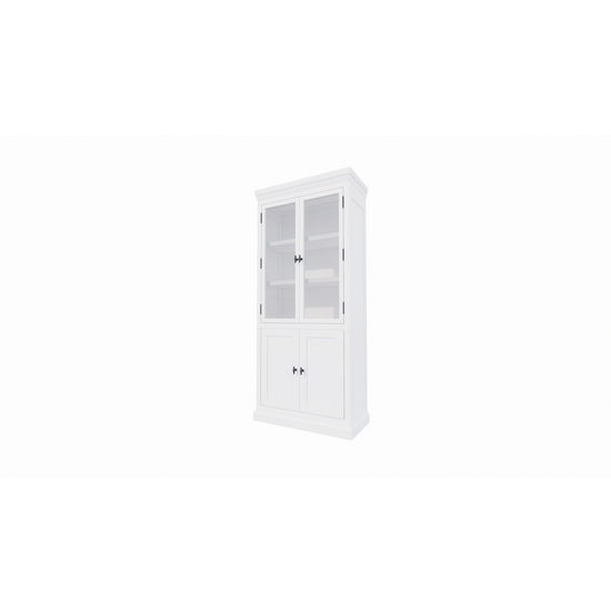 123kast  Buffetkast Alaska 02 - 100x48x225H cm  - zwarte greepjes -  dichte deuren - 2 glazen deuren