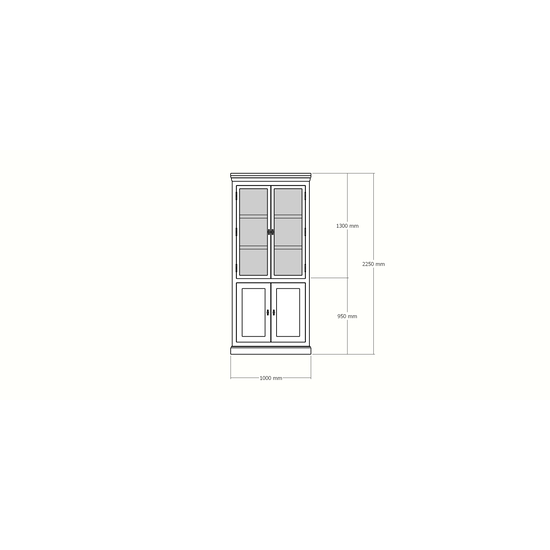 123kast  Buffetkast Alaska 02 - 100x48x225H cm  - zwarte greepjes -  dichte deuren - 2 glazen deuren