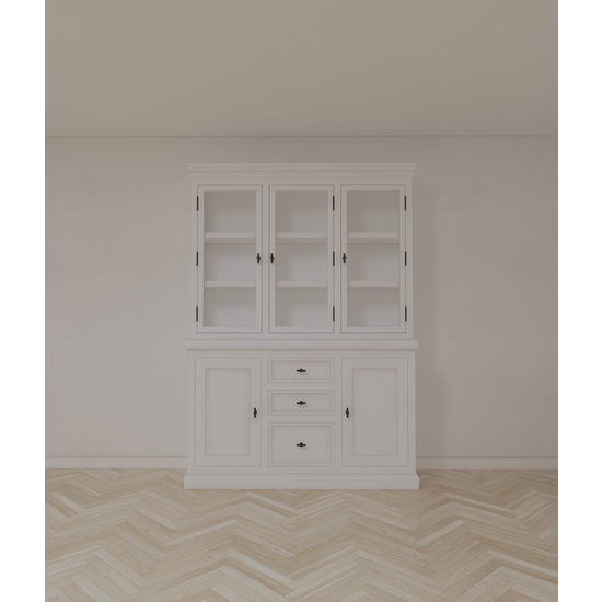 123kast  Buffetkast Alaska 03 - 160x48x225H cm  - zwarte greepjes - 2 dichte deuren - 3 lades