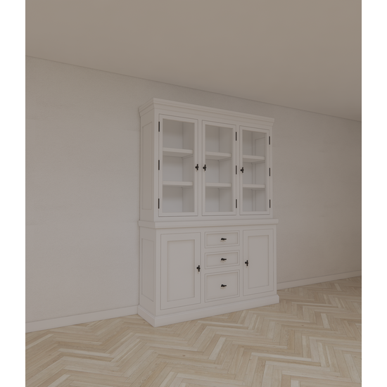 123kast  Buffetkast Alaska 03 - 160x48x225H cm  - zwarte greepjes - 2 dichte deuren - 3 lades