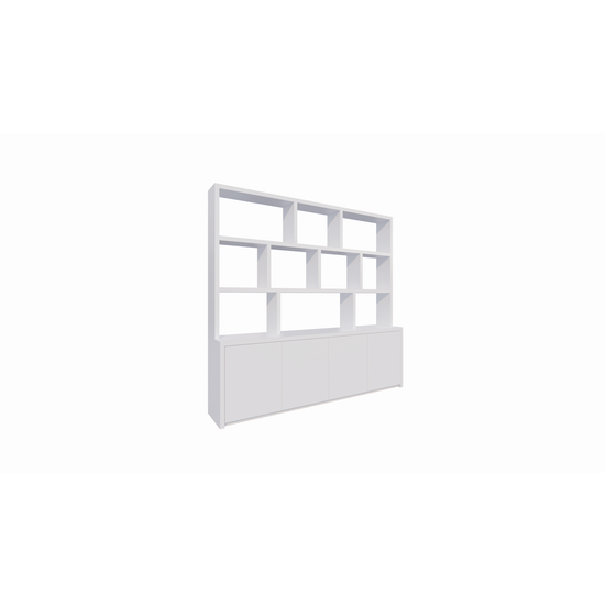 123kast  Vakkenkast Corsica - 280x20/40x240H cm - 5cm plank dikte - push to open deuren - open vakken - zonder achterwand - strakke afwerking