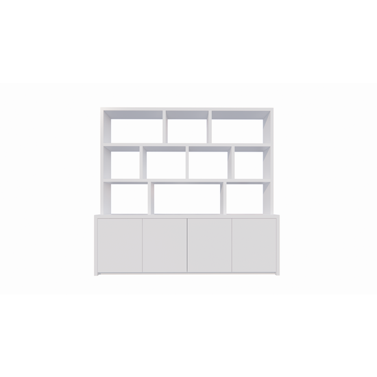 123kast  Vakkenkast Corsica - 280x20/40x240H cm - 5cm plank dikte - push to open deuren - open vakken - zonder achterwand - strakke afwerking