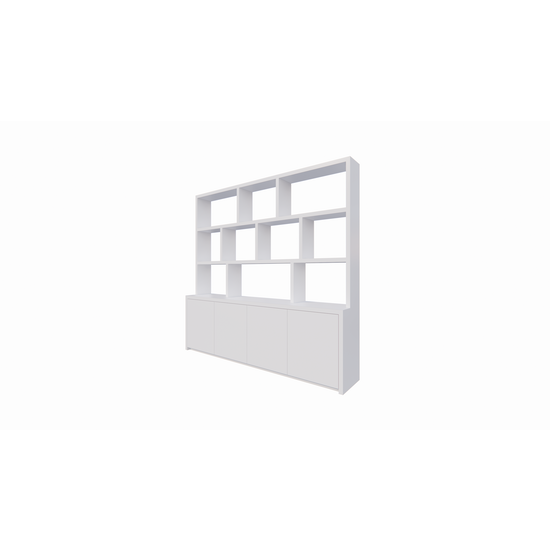 123kast  Vakkenkast Corsica - 280x20/40x240H cm - 5cm plank dikte - push to open deuren - open vakken - zonder achterwand - strakke afwerking