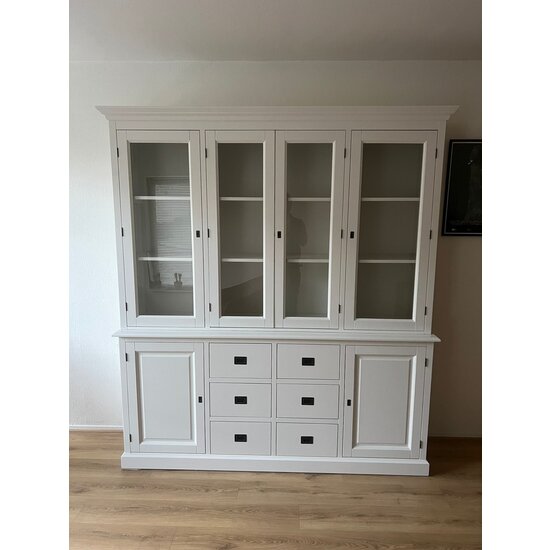 123kast  Buffetkast Lin 01 - 200x48x220H cm - 4 vitrine scharnierdeuren - 6 soft close lades - 2 dichte scharnierdeuren