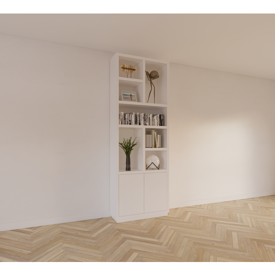 123kast  Vakkenkast Rockford 01 - 90x32x250H cm - push to open deuren - open vakken - strakke awerking