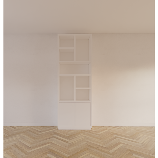 123kast  Vakkenkast Rockford 01 - 90x32x250H cm - push to open deuren - open vakken - strakke awerking