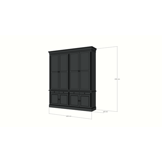 123kast  Boekenkast Kings Library 200x40x240H cm - soft close lades - scharnier deuren