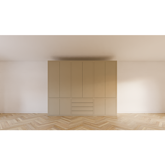 123kast  Kleding Bermuda - 300x60x240H cm - 4 push to open lades - push to open deuren - strakke afwerking