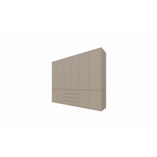 123kast  Kleding Bermuda - 300x60x240H cm - 4 push to open lades - push to open deuren - strakke afwerking