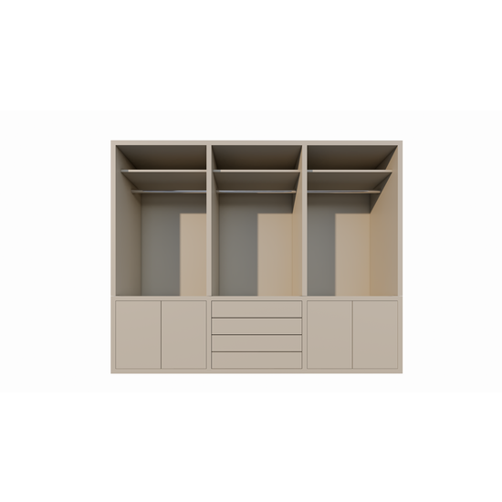 123kast  Kleding Bermuda - 300x60x240H cm - 4 push to open lades - push to open deuren - strakke afwerking