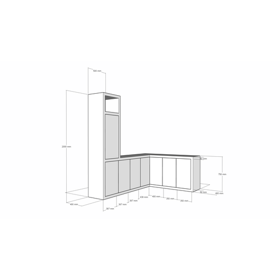 123kast  Hoekkast Durango - 200/150x40x200H cm - vakkenkast - push to open deuren