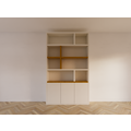 123kast  Vakkenkast Brunei - 150x30x250H cm - push to open deuren - met eiken planken - strakke afwerking