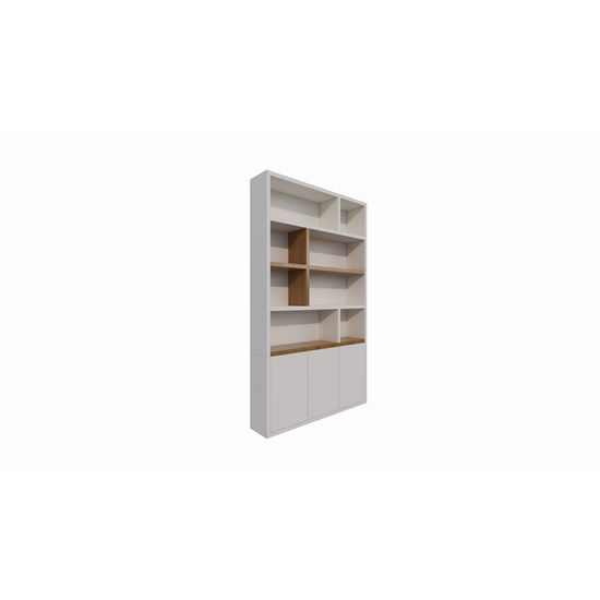 123kast  Vakkenkast Brunei - 150x30x250H cm - push to open deuren - met eiken planken - strakke afwerking