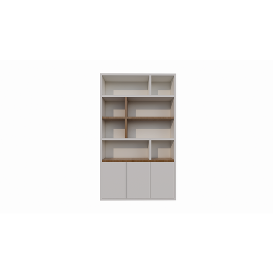 123kast  Vakkenkast Brunei - 150x30x250H cm - push to open deuren - met eiken planken - strakke afwerking