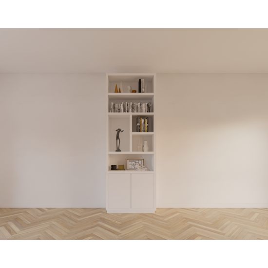 123kast  Vakkenkast Rockford 02 - 90x32x250H cm - push to open deuren - open vakken - strakke afwerking